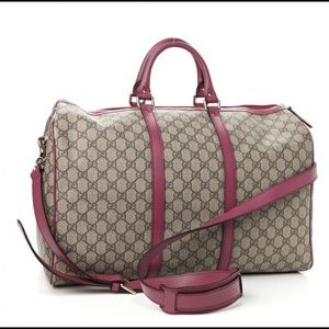 GUCCI GG PLUS MONOGRAM CARRY ON DUFFLE BAG PEONIA